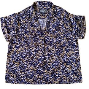 Anthropologie Womens Top Button Up Satin Multi-Color Size Small